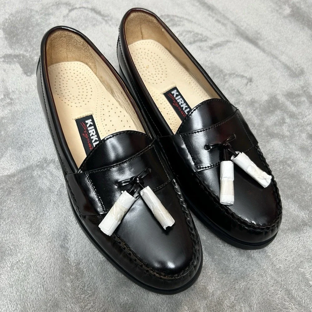 Kirkland Signature American Vintage All Leather Shoes Burgundy Loafers Men's 8 D